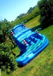 Hurricane20Blue202 945195749 HURRICANE BLUE WATER SLIDE (18ft Curved Double Lane)