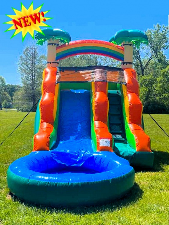 Rainbow Island Water Slide w/Pool